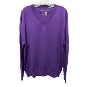 Orvis Men's Purple V-Neck Long Sleeve Sweater Regular Size L Merino Wool